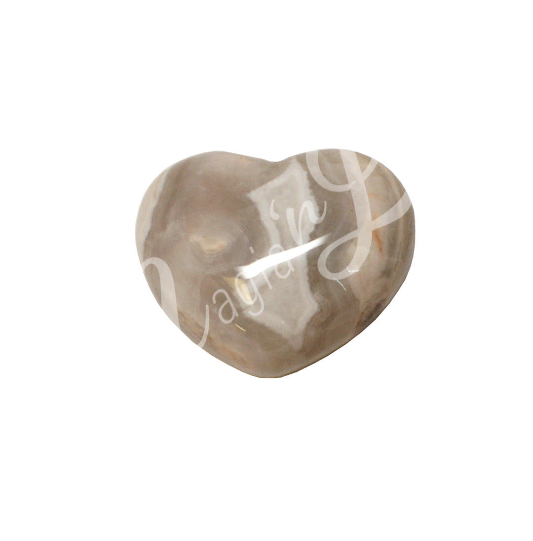 Corazón de Ágata Encaje Gris 1,5 X 1,75"