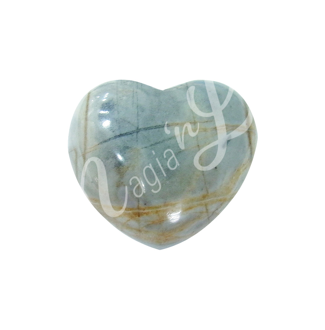 Heart-shaped picasso jasper.