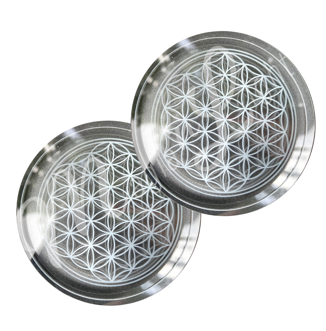 Coaster Clear Glass with Flower of Life (PK 2) 3"dia.