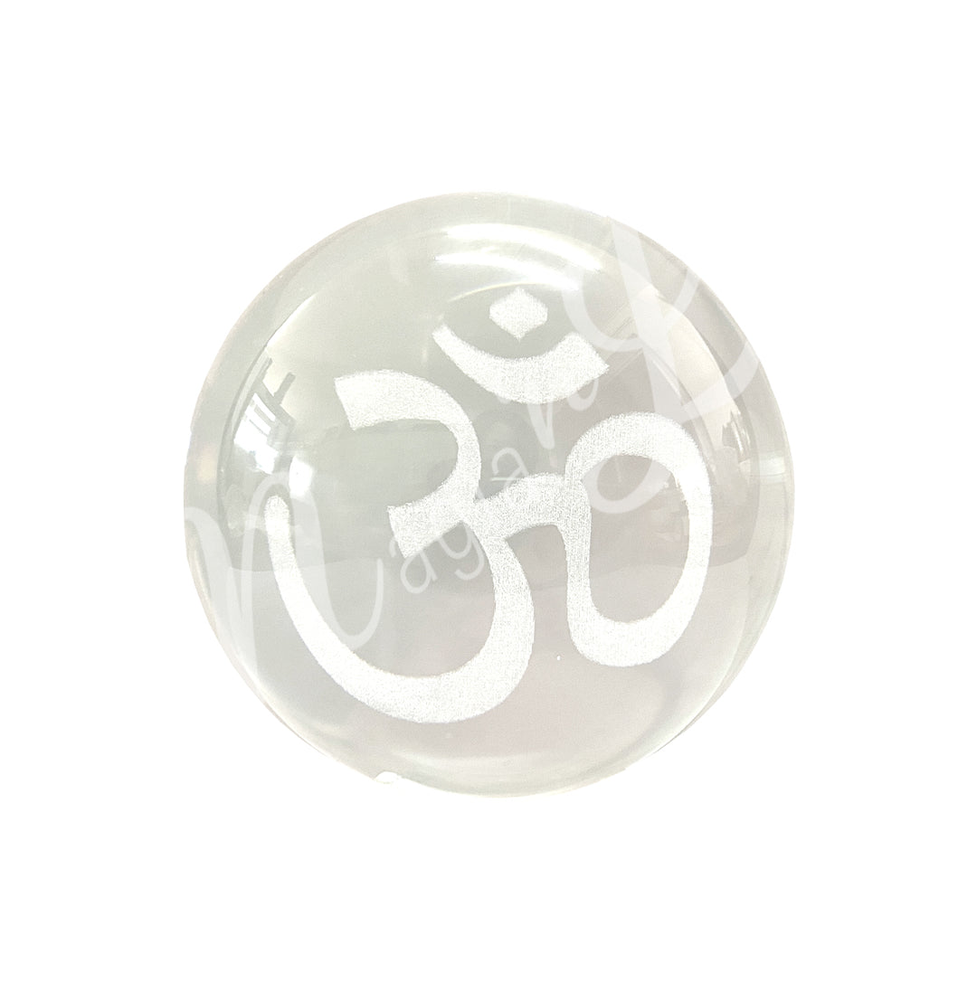 Sphere Clear Glass with OM Engraved 2"