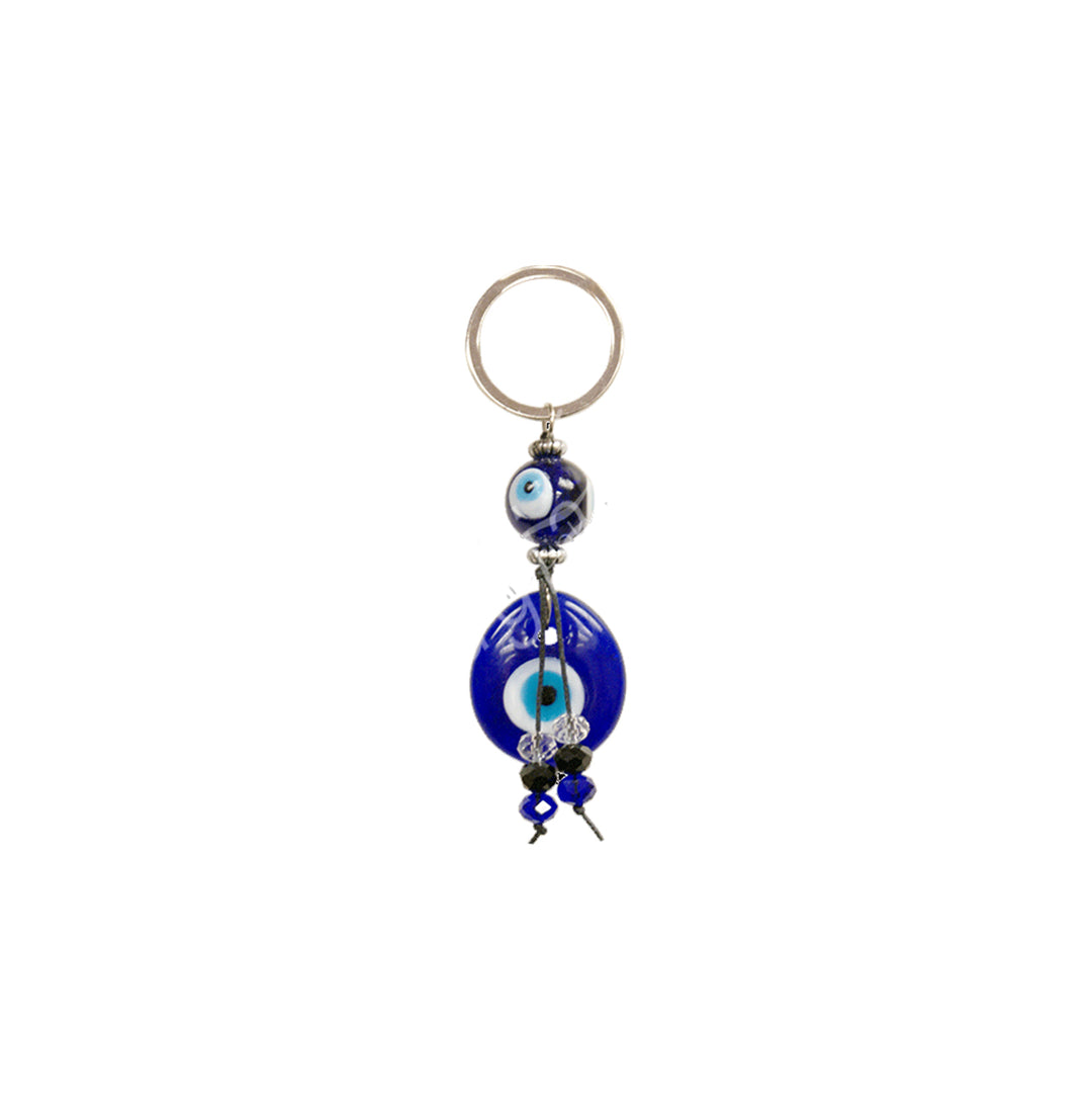 Keychain Evil Eye Glass Double Eye 4.25-4.5"L