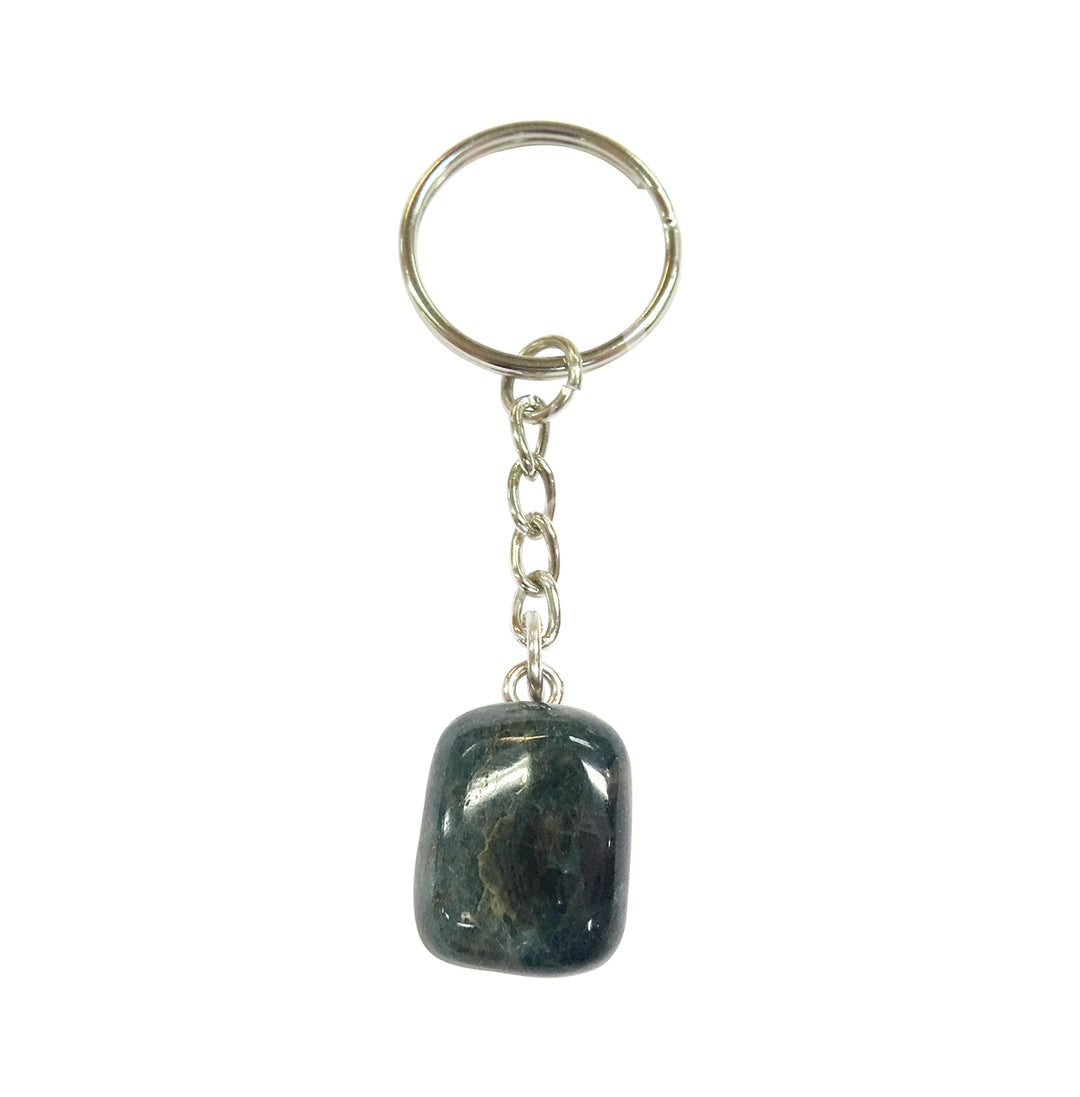 Llavero de Piedra Pulida de Apatito Azul 3-3,5"