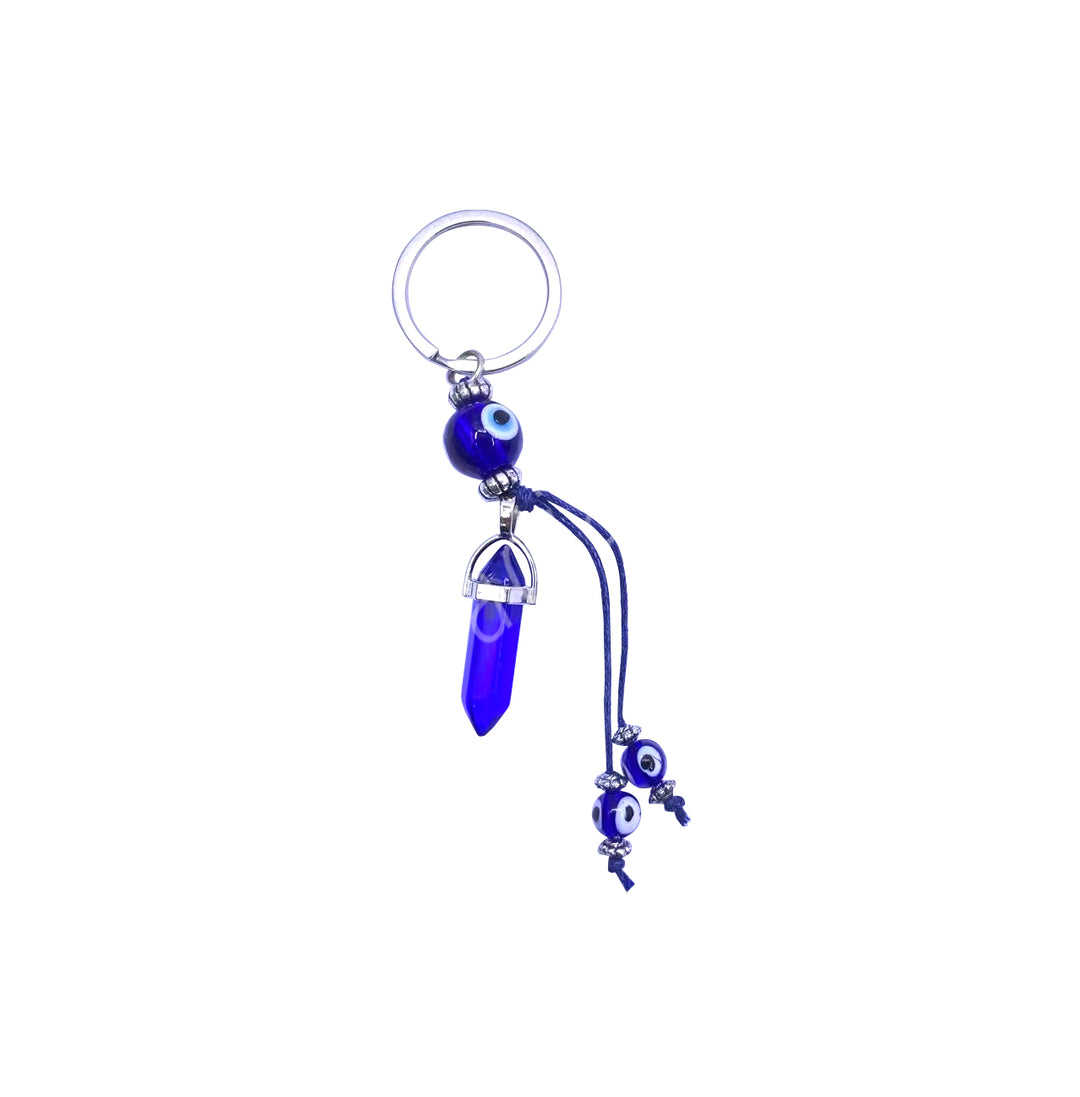 Keychain Point w Evil Eye beads 4.75″L