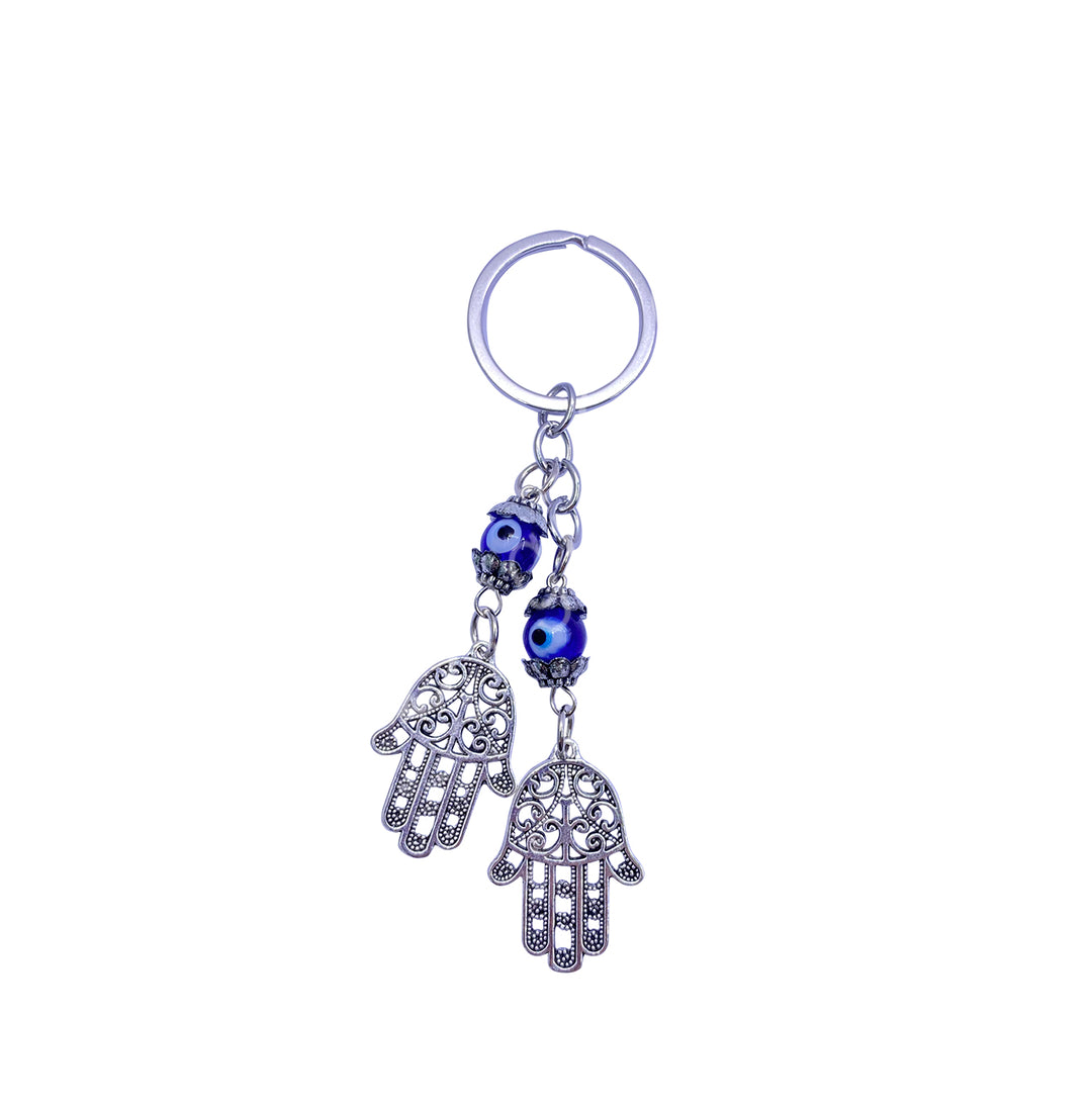 Keychain Evil Eye w Hand of Fatima 4.5″L