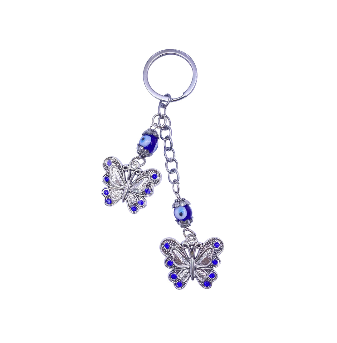 Keychain Butterflies w Evil Eye 4.75″L