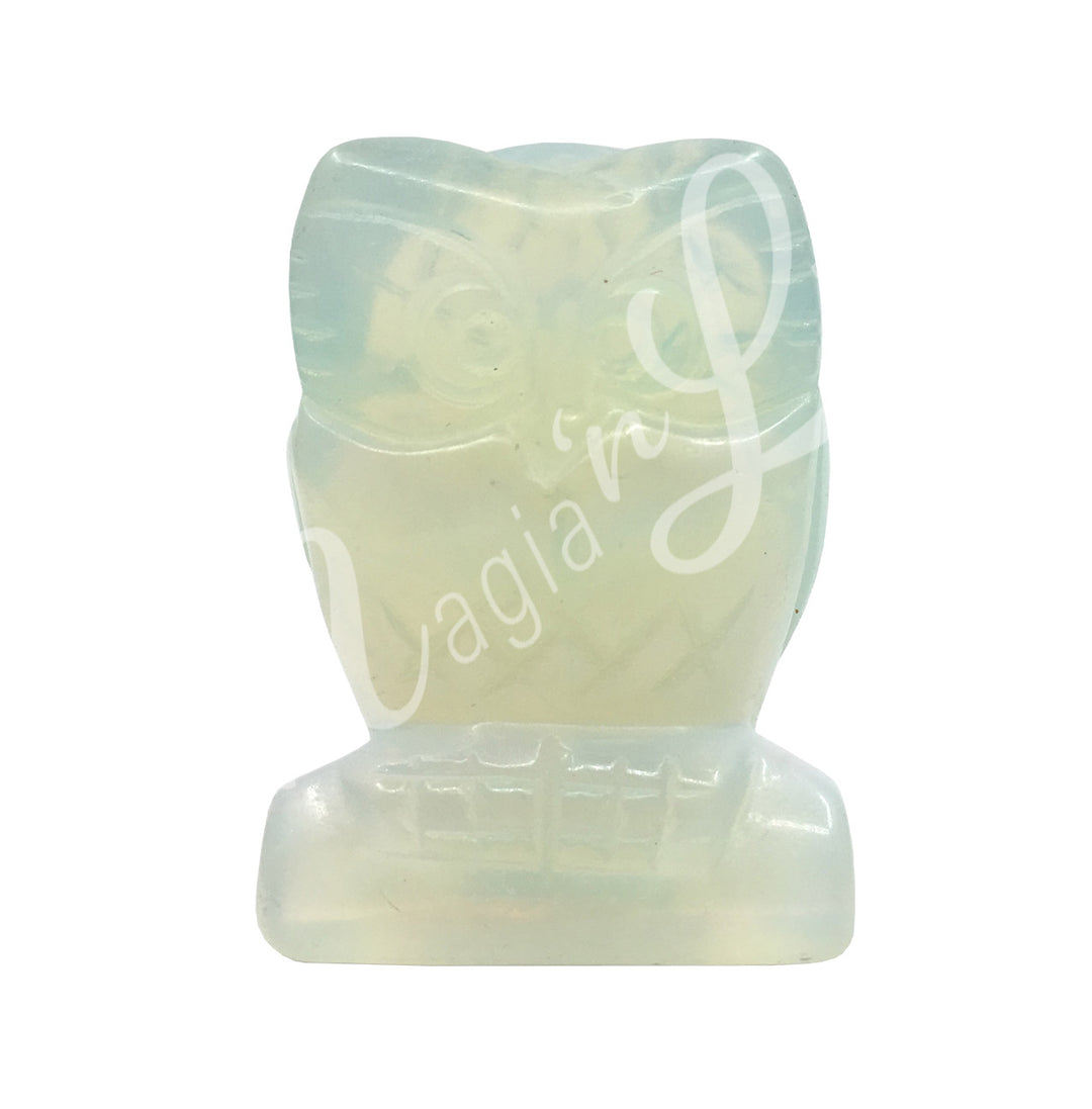 A carving of an owl, made of opalite.