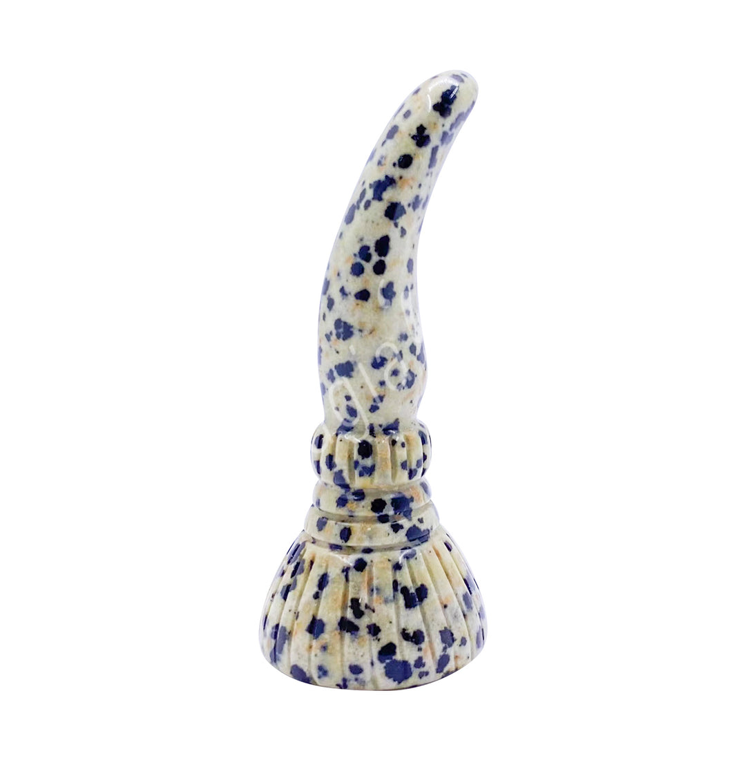 Figurine Witch's Broom Dalmatian Jasper 3"