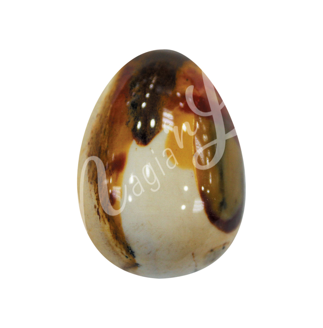 Egg-shaped piece made of Mookaite.