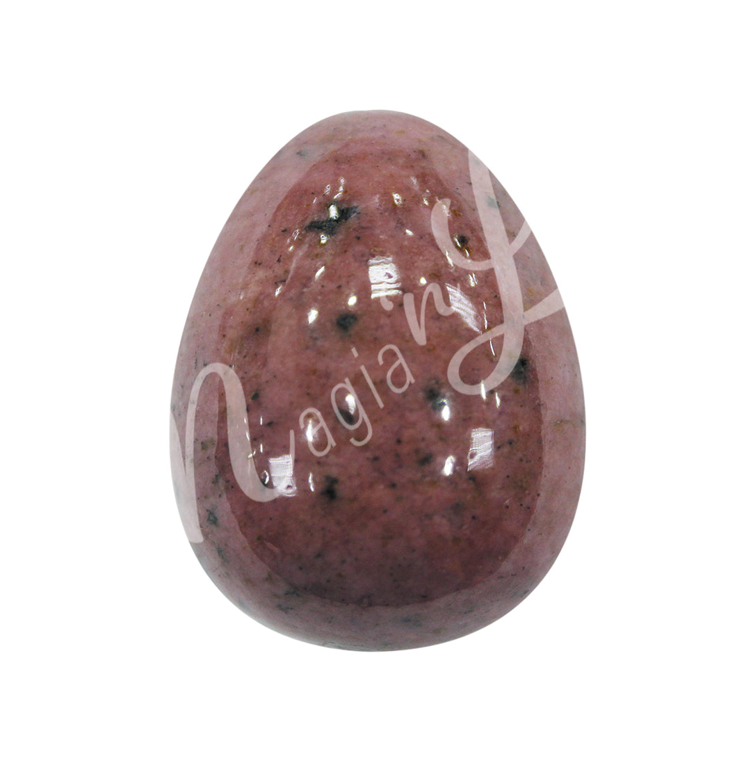 Egg-shaped piece made of Rhodonite.