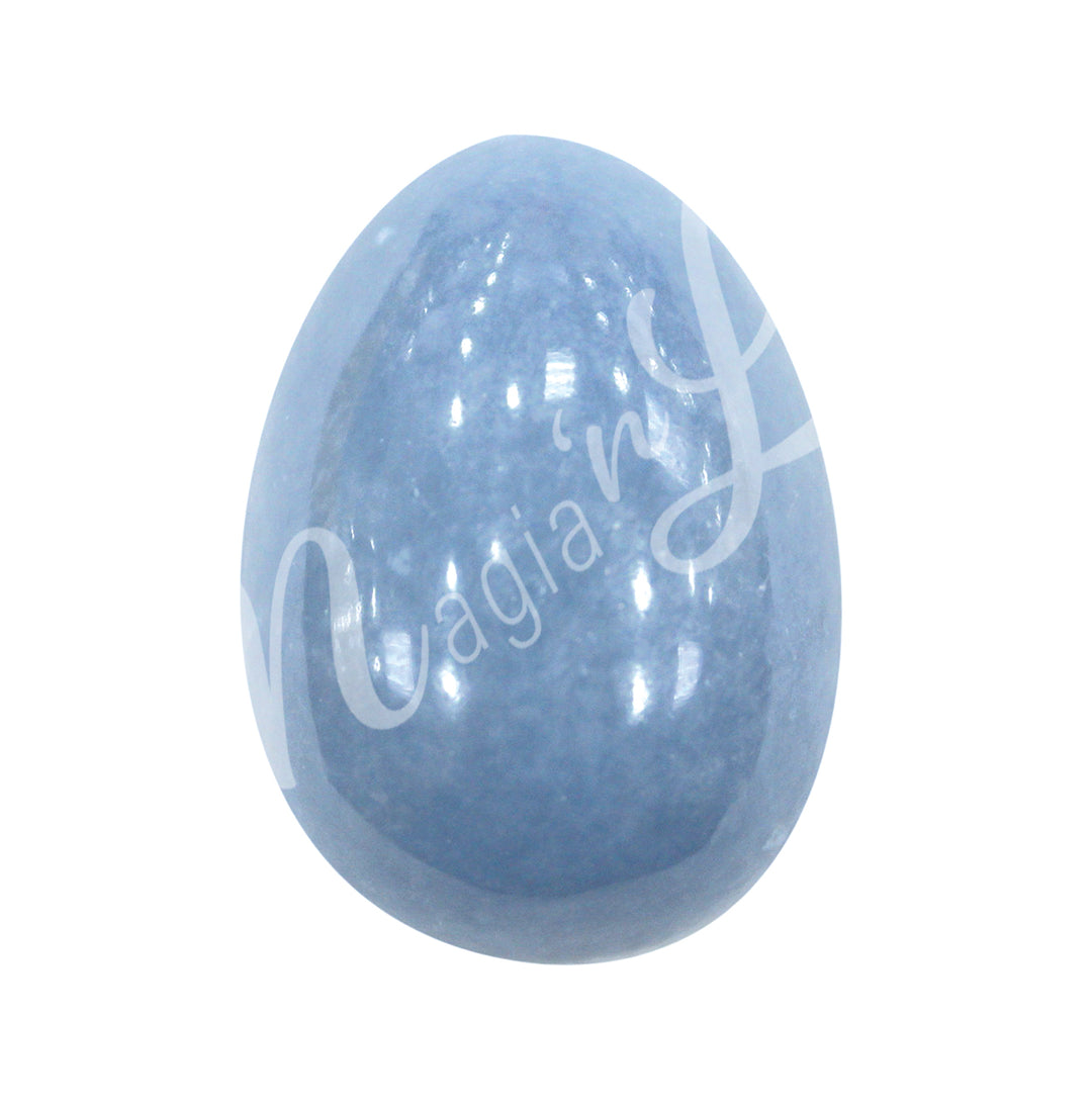 Egg-shaped piece made of Angelite.