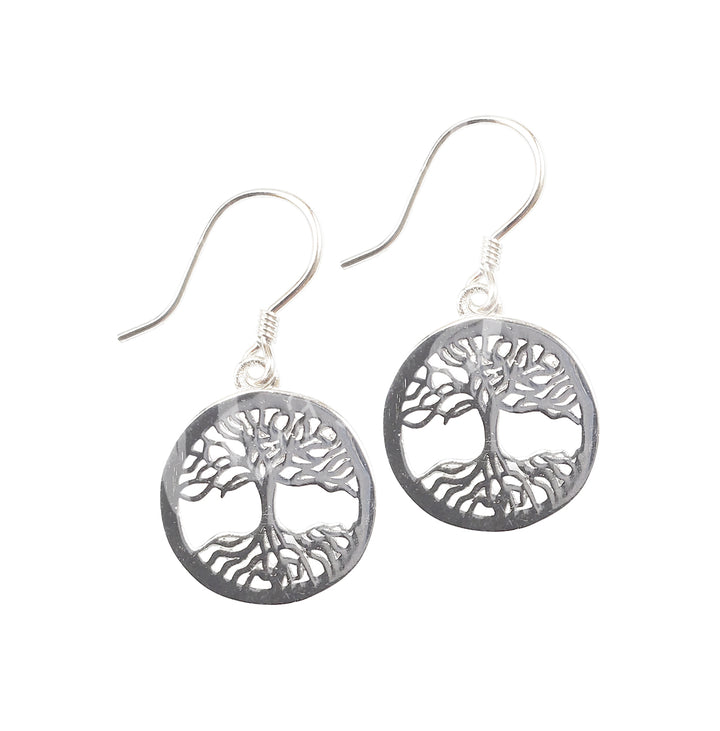 Sterling Silver Earrings Tree of Life 0.5″dia.