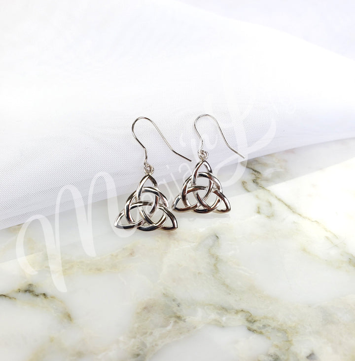 Sterling Silver Earrings Triquetra 0.75″