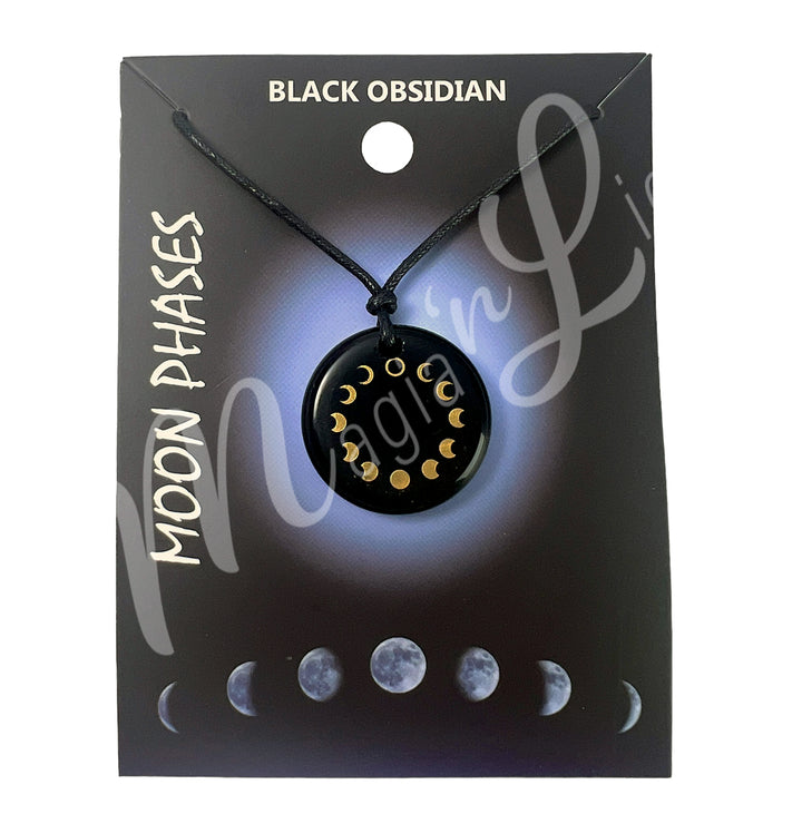 Collar de Obsidiana Negra con Ciclo Lunar