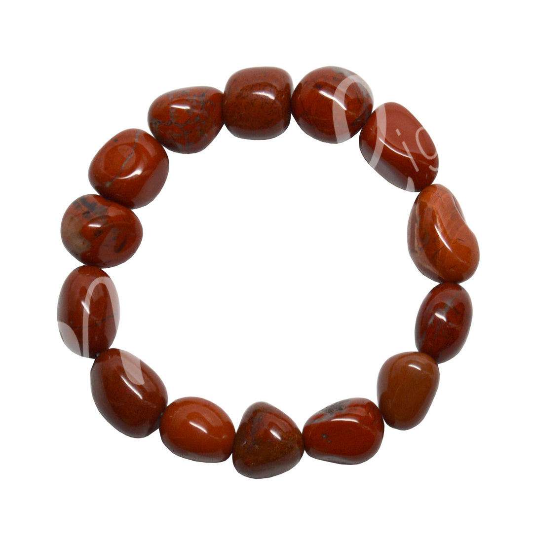 Bracelet Tumbled Stones Red Jasper (12-15mm) 7-7.5"
