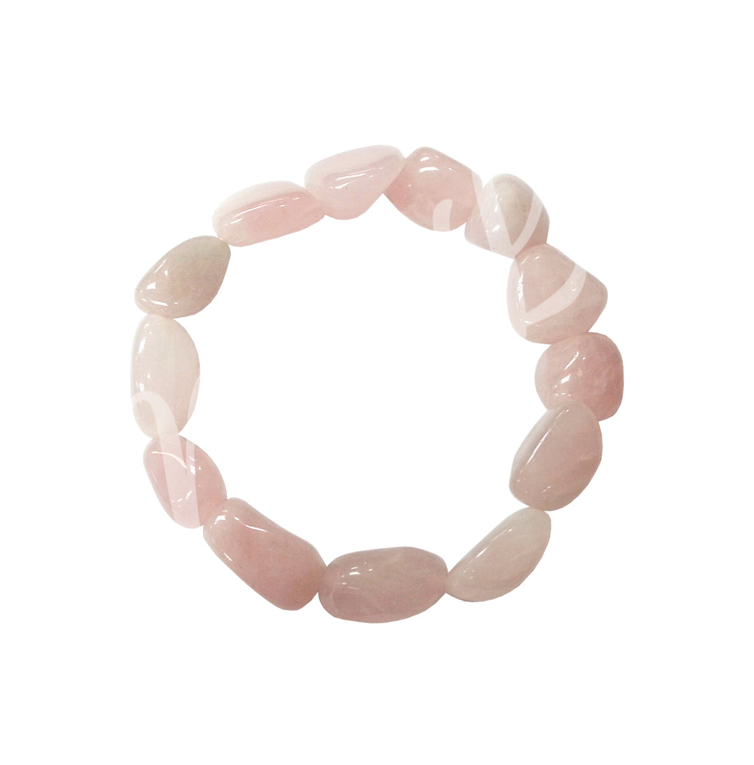 Bracelet Tumbled Stones Rose Quartz (12-15mm) 7-7.5"