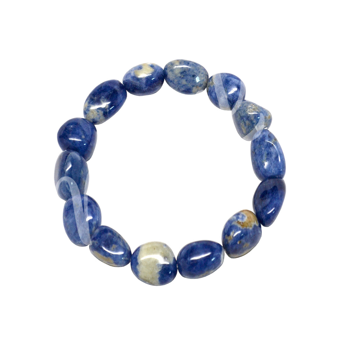 Pulsera de piedras pulidas de sodalita (12-15 mm) 7-7,5"