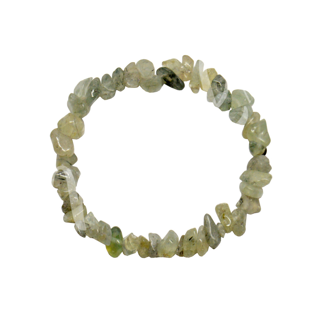 Bracelet Chips Prehnite with Rutile (5-8mm) 7.5"