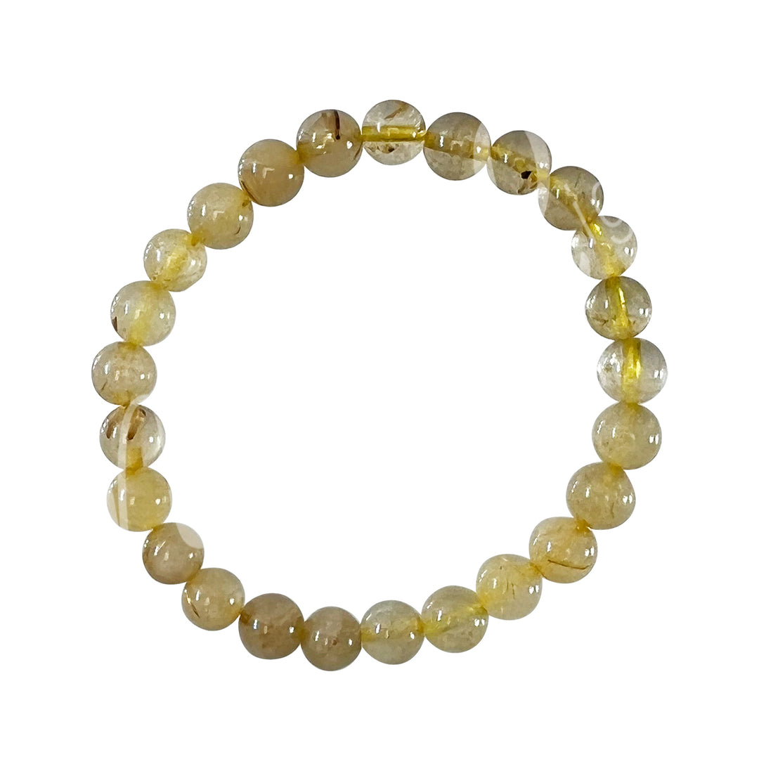 Pulsera de Cuarzo Rutilado Dorado y Cobre (6-8mm) 7,15-7,25"