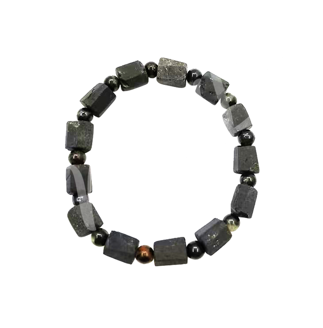 Bracelet Black Tourmaline Tubes (8-12mm) 8-8.5 inches