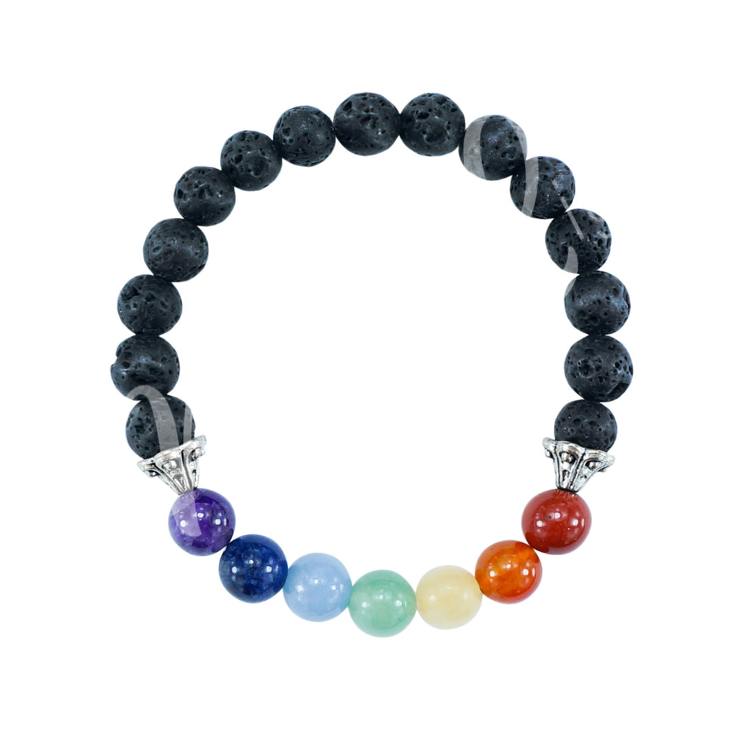 Bracelet Chakras & Lava (8-8.5mm) 7.15-7.25"