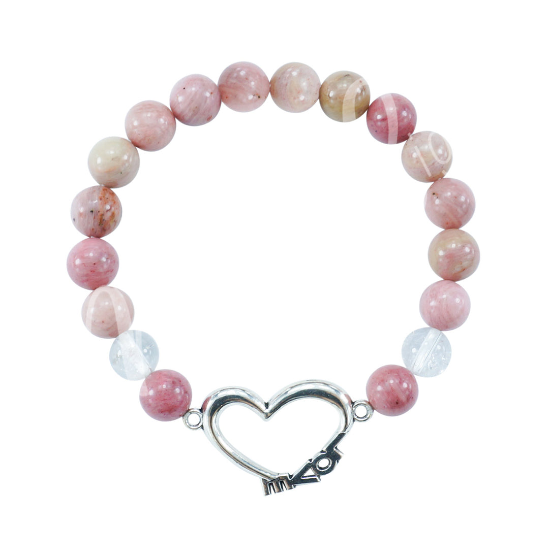 Bracelet Rhodonite & Crystal Quartz (8-8.5mm) 7.15-7.25"