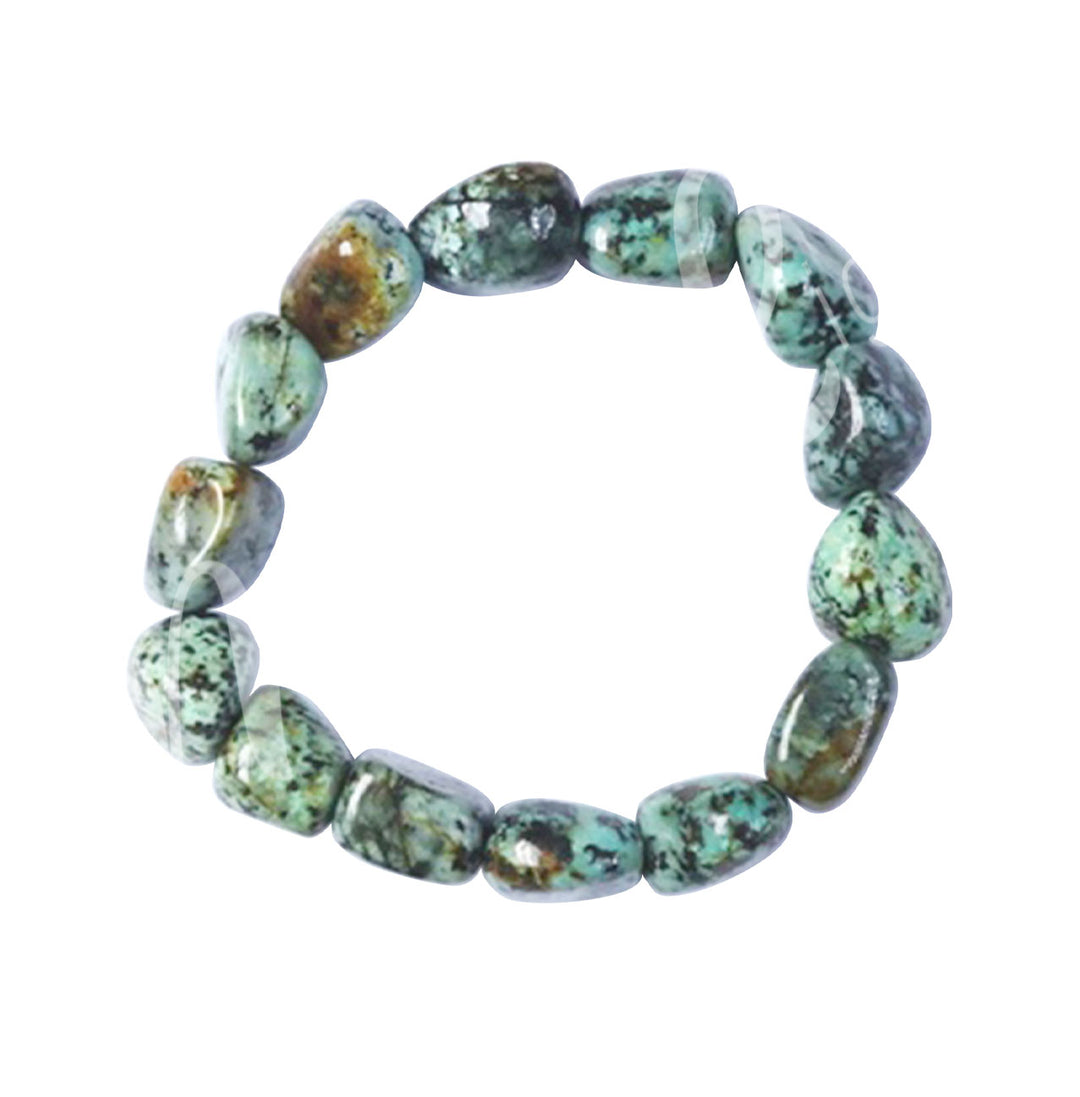 Pulsera de piedras pulidas de turquesa africana (12-15 mm) 7-7,5"