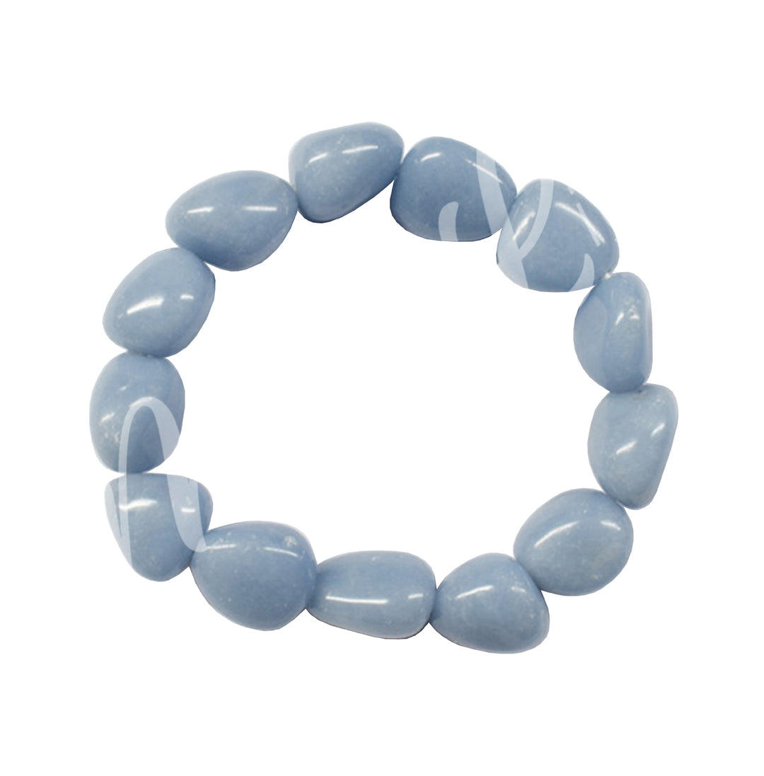 Bracelet Tumbled Stones Angelite (12-15mm) 7-7.5"