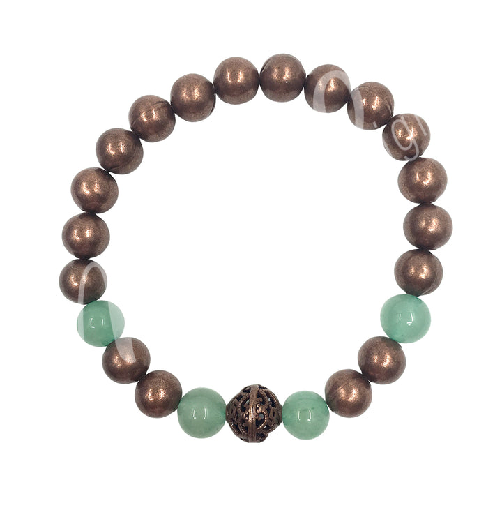 Pulsera de Cobre con Piedras (8mm) 7.15-7.25″
