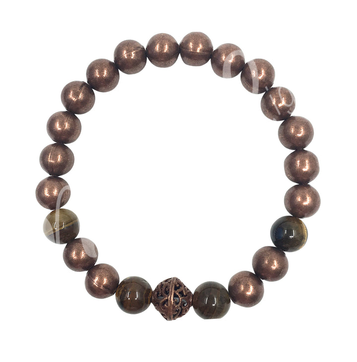 Pulsera de Cobre con Piedras (8mm) 7.15-7.25″