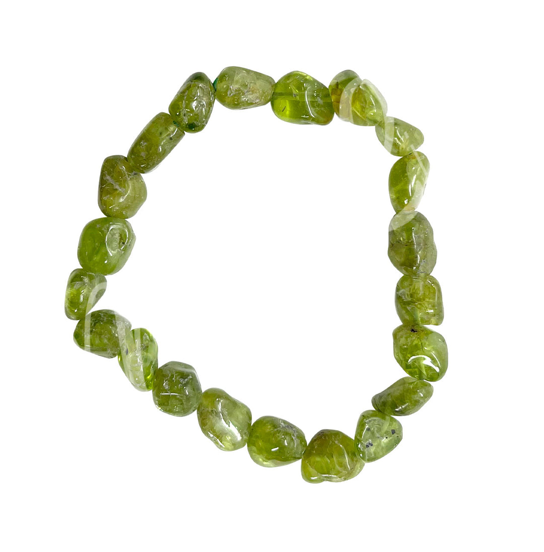 Bracelet Tumbled Stones Peridot (8-10mm X 10-14mm) 7.45-7.5"