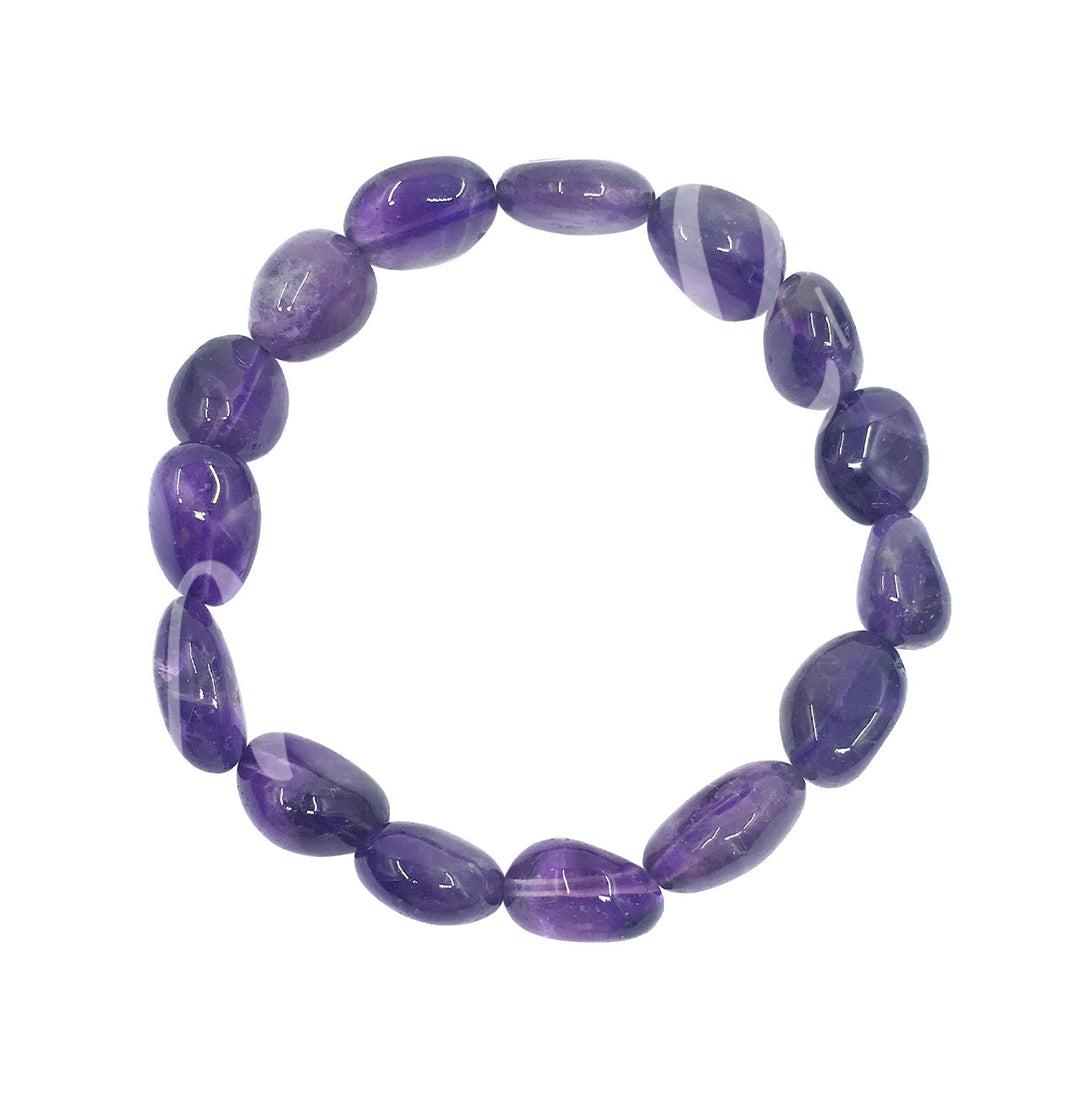 Bracelet Tumbled Stones Dark Amethyst (8-10mm) 7.45-7.5"