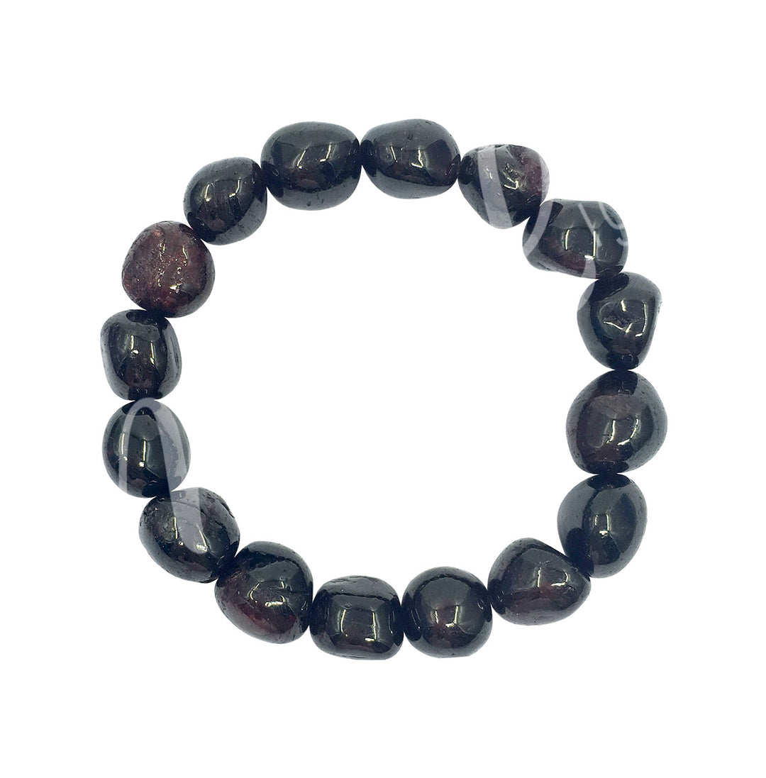 Bracelet Tumbled Stones Garnet (8-10mm) 7.45-7.5"