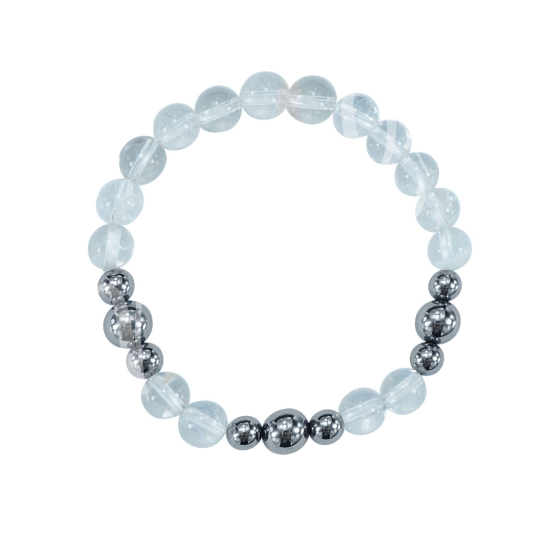 Bracelet Terahertz & Crystal Quartz (8-8.5mm) 7.15-7.25"