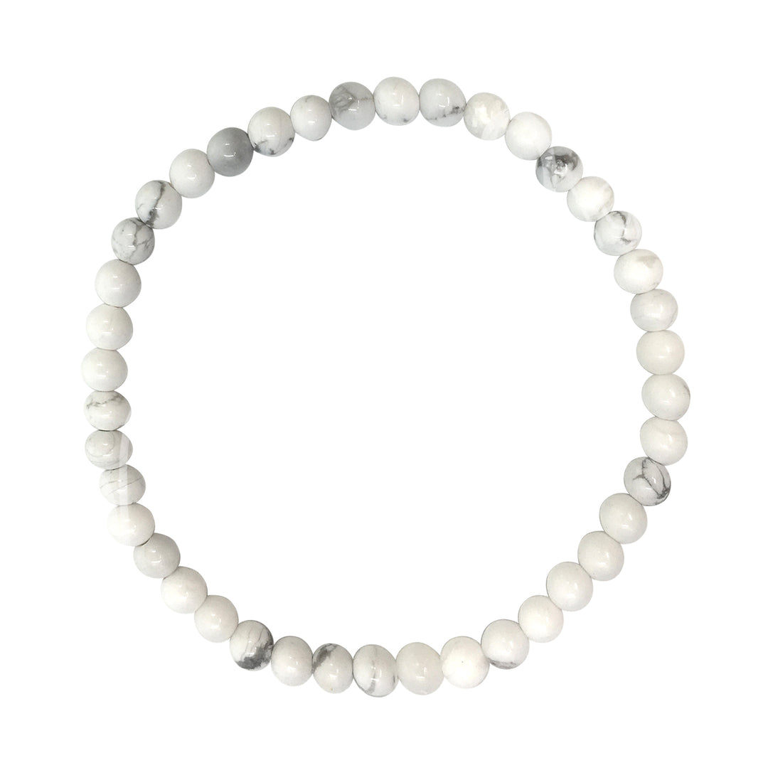 Bracelet Howlite, White (4-4.5 mm) 7.15-7.25"