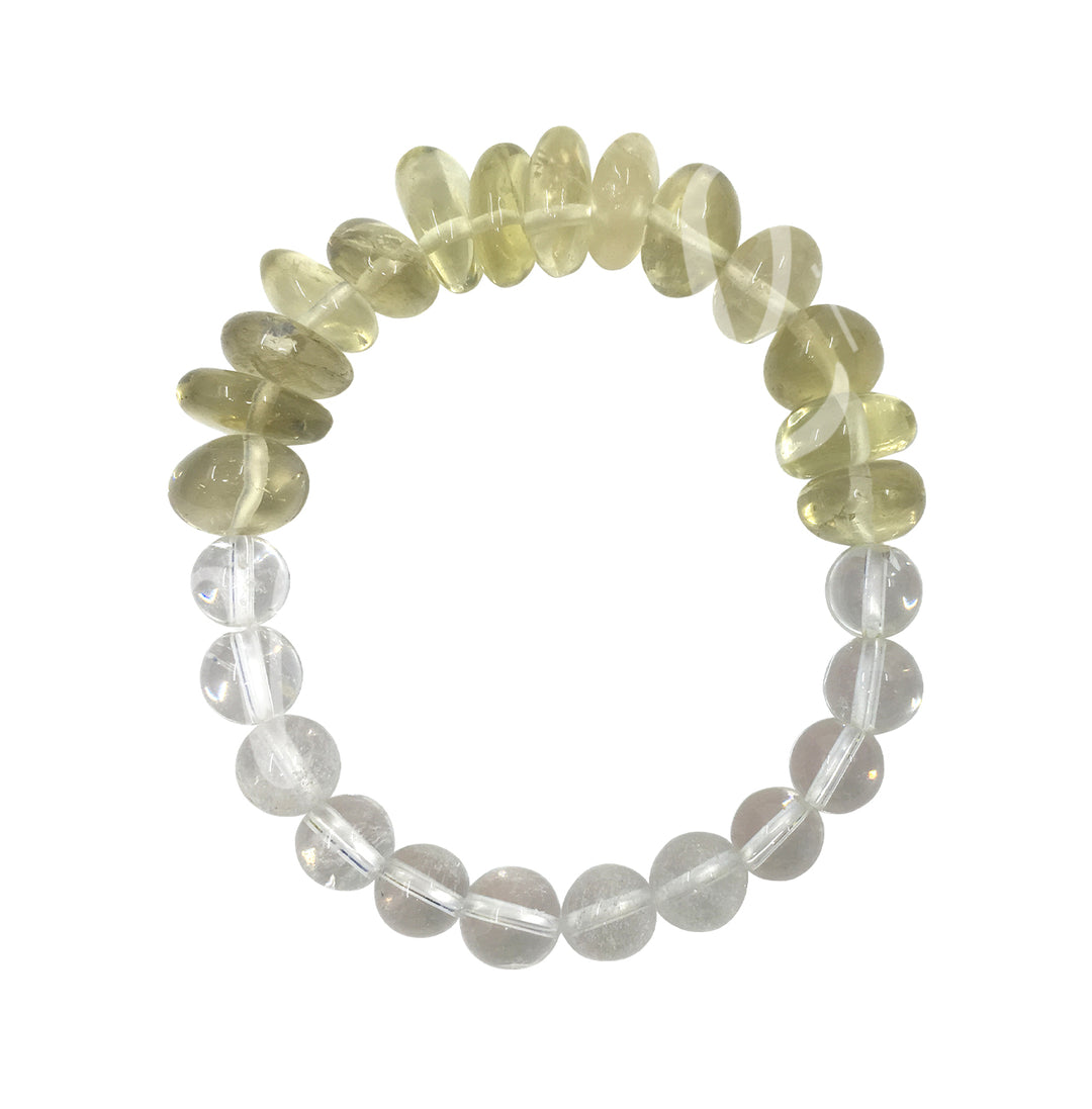 Bracelet Half Crystal Quartz (8mm) & Half Lemon Topaz Nuggets 7.45-7.5"