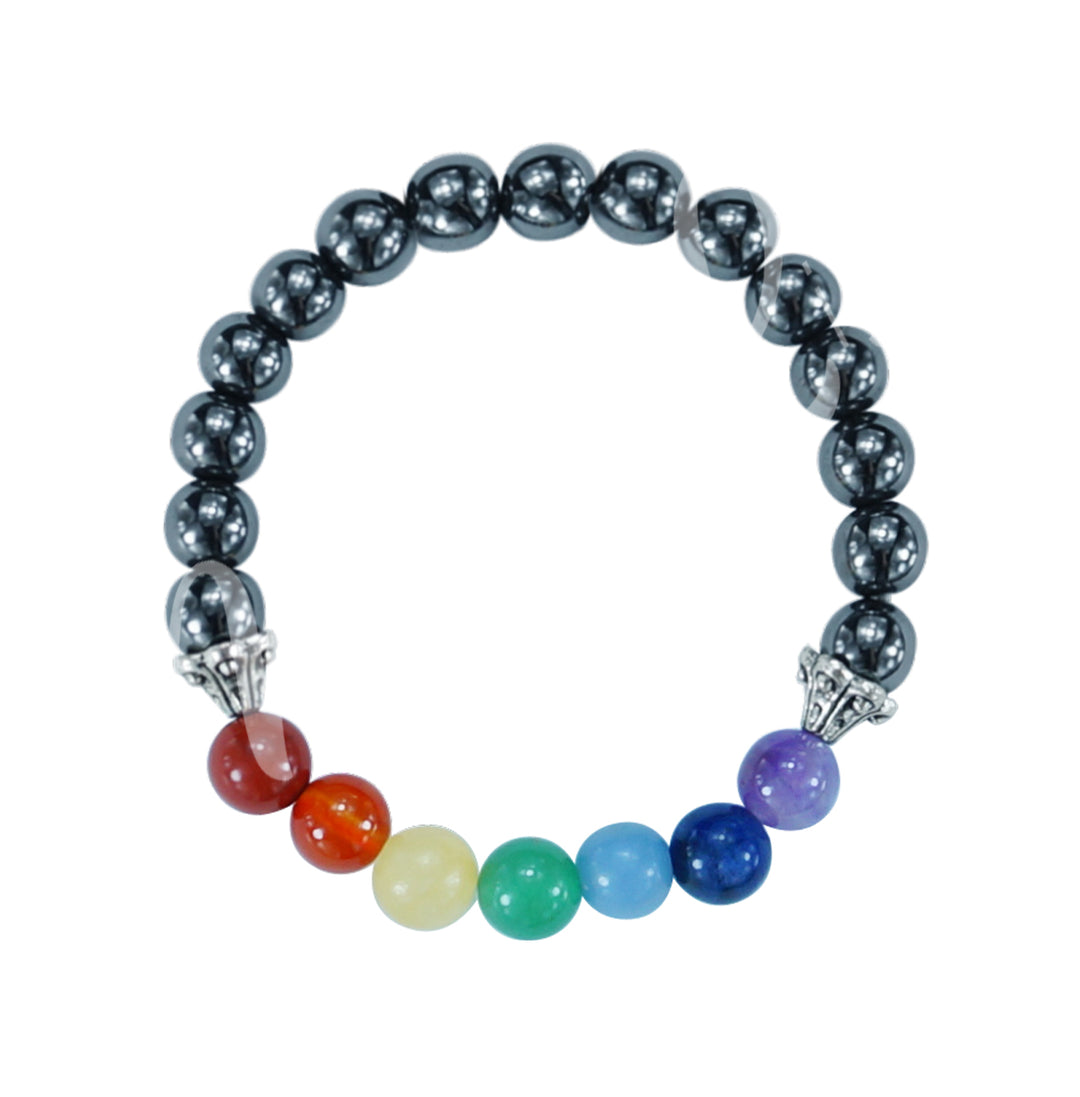 Bracelet Chakras & Hematite (8-8.5mm) 7.15-7.25"