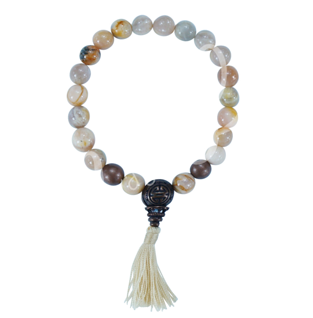 Bracelet Multi Moonstone with Tassel (8mm) 7.15-7.25"