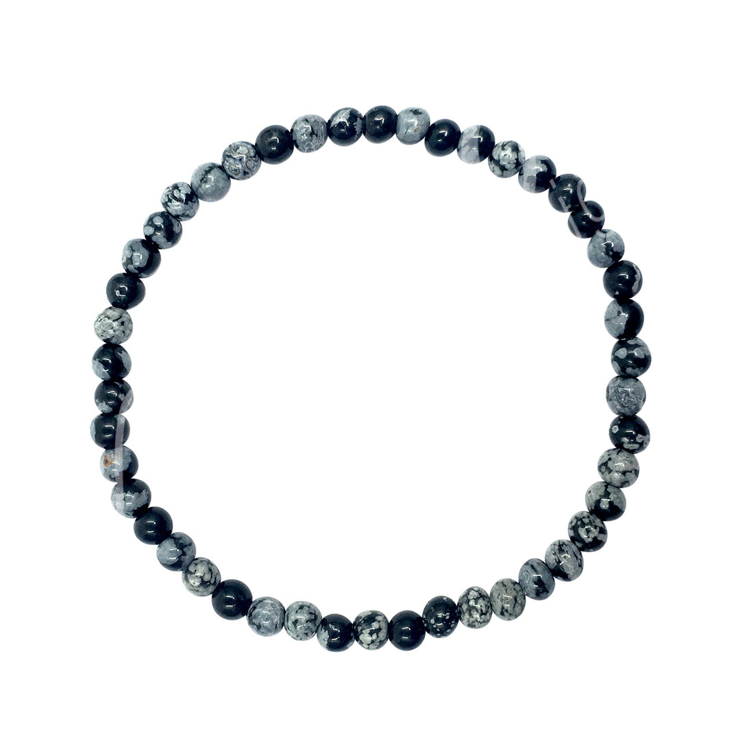 Bracelet Snowflake Obsidian (4-4.5mm) 7.15-7.25"