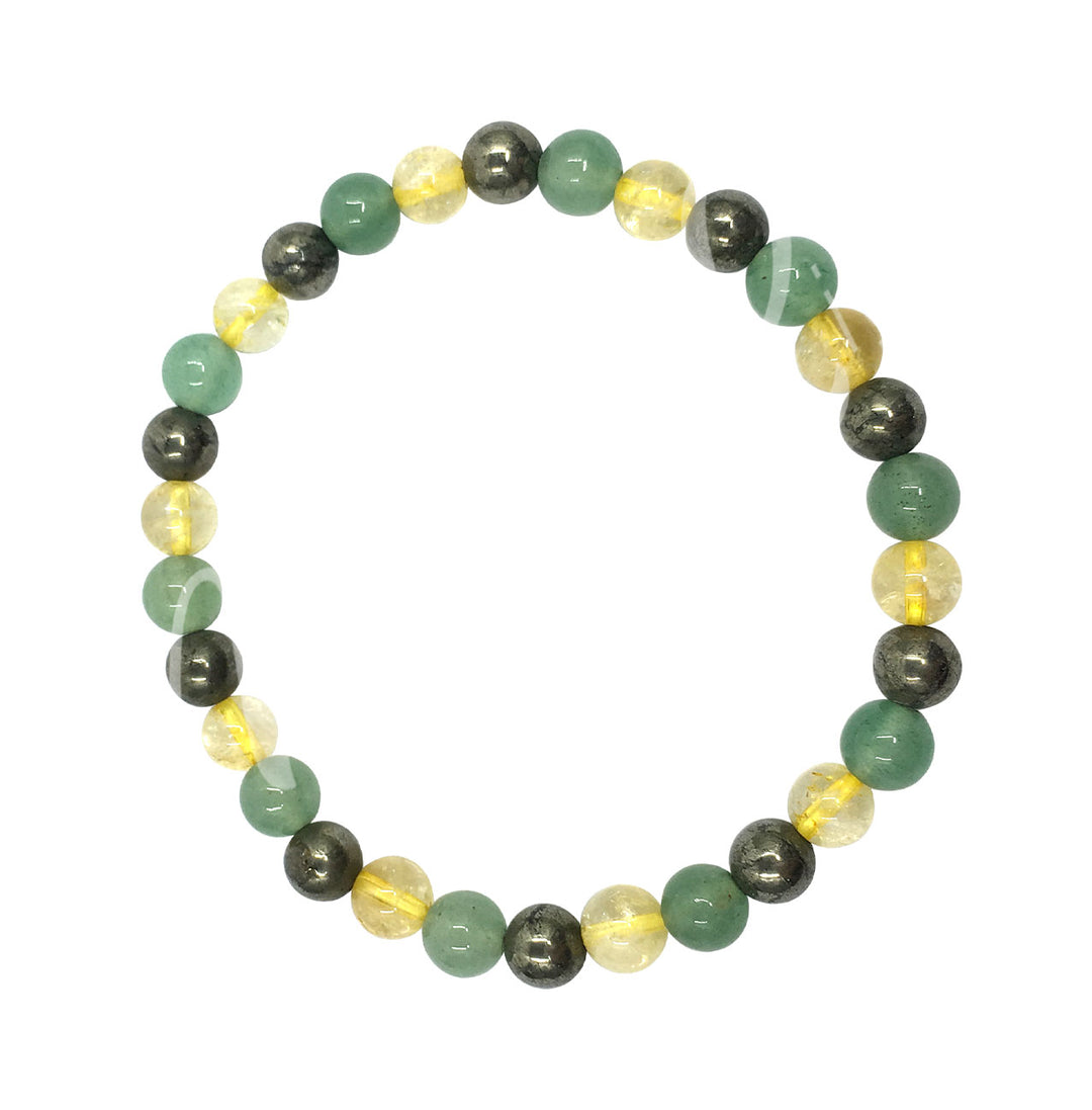 Bracelet Green Aventurine, Citrine & Pyrite (6-6.5mm) 7.15-7.25"