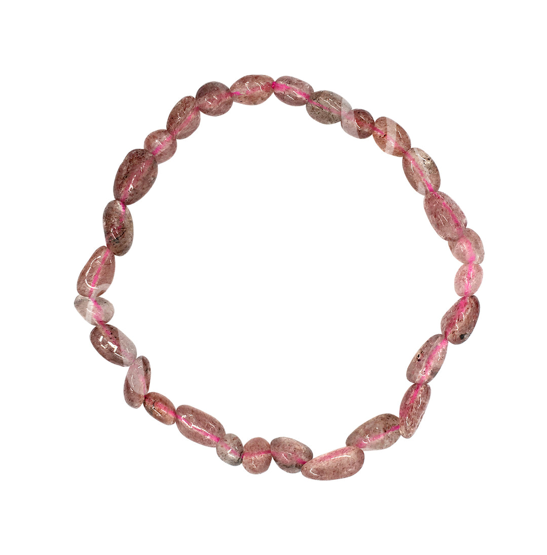 Bracelet Tumbled Stones Strawberry Quartz (6-8mm) 7.45-7.5"