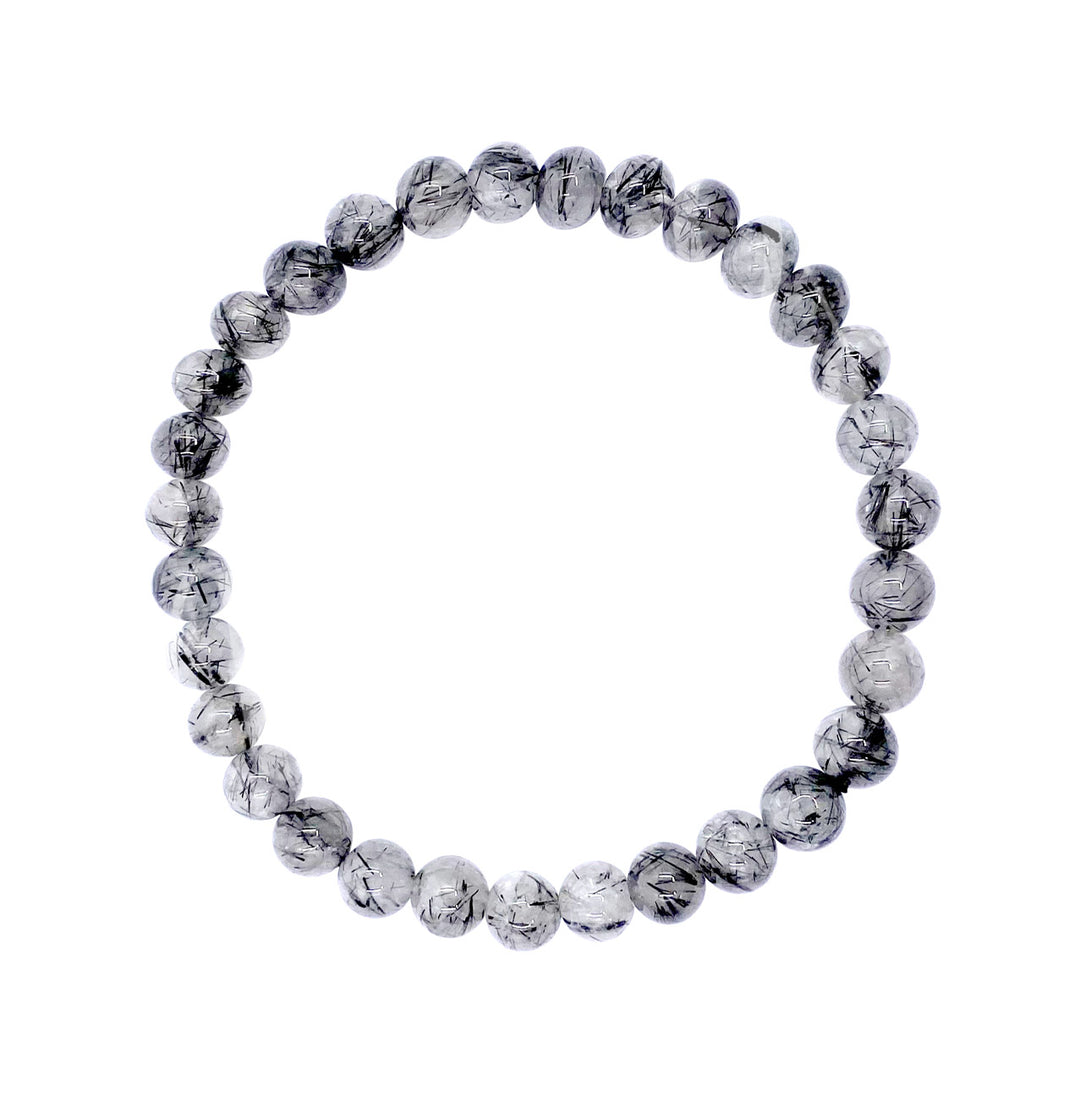 Bracelet Quartz with Black Rutile (5-7mm) 7.15-7.25"