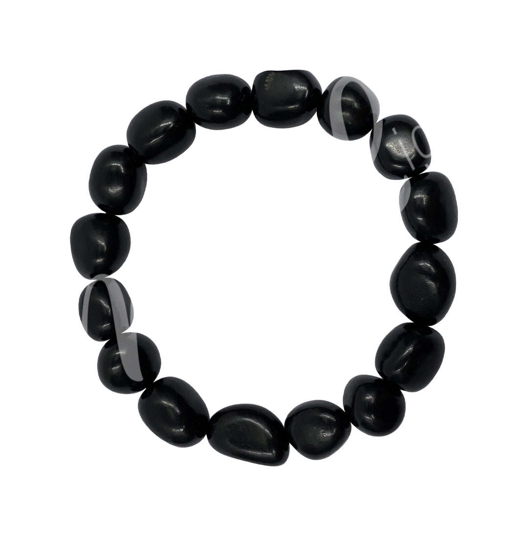 Bracelet Tumbled Stones Jet (10-14mm) 8-8.15"