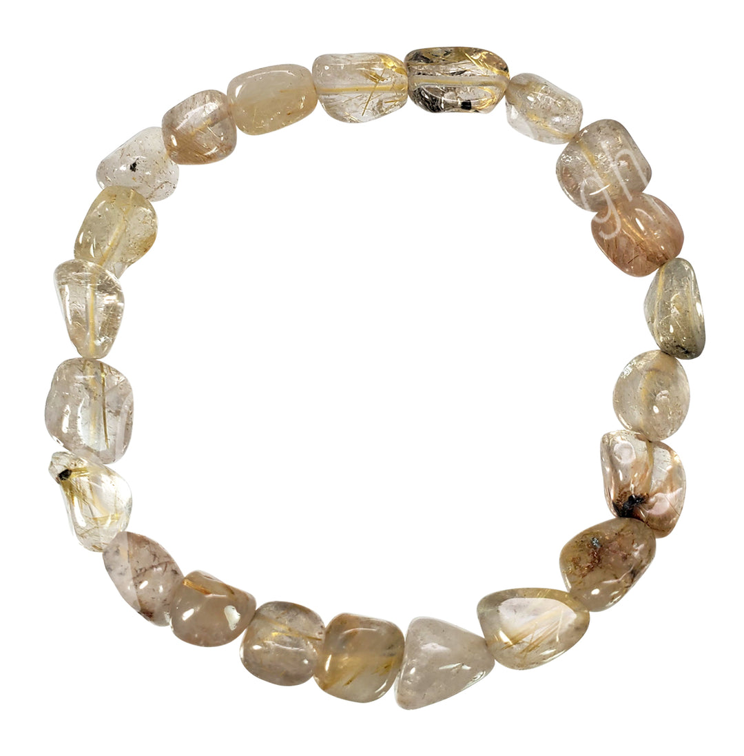 Bracelet Tumbled Stones Rutilated Quartz (6-8mm) 7.45-7.5"