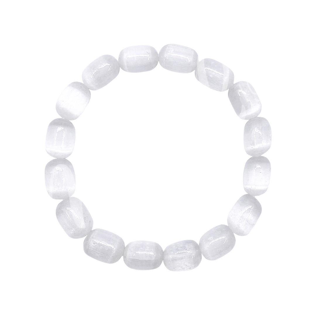 Bracelet Tumbled Stones Selenite (8 X 12mm) 8-8.15"