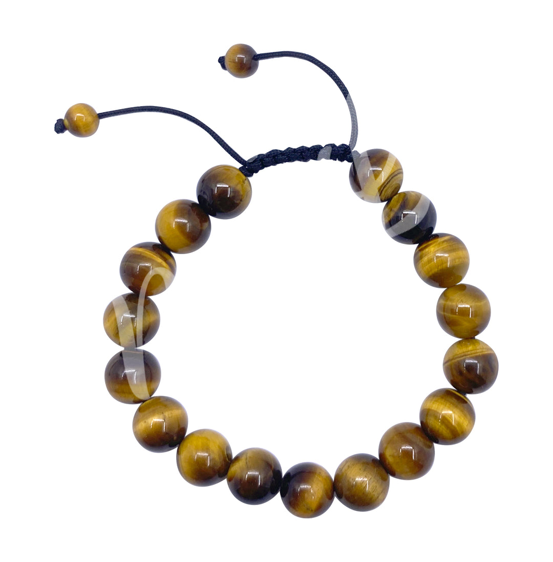 Pulsera Ajustable de Ojo de Tigre (10 mm) 7-11"