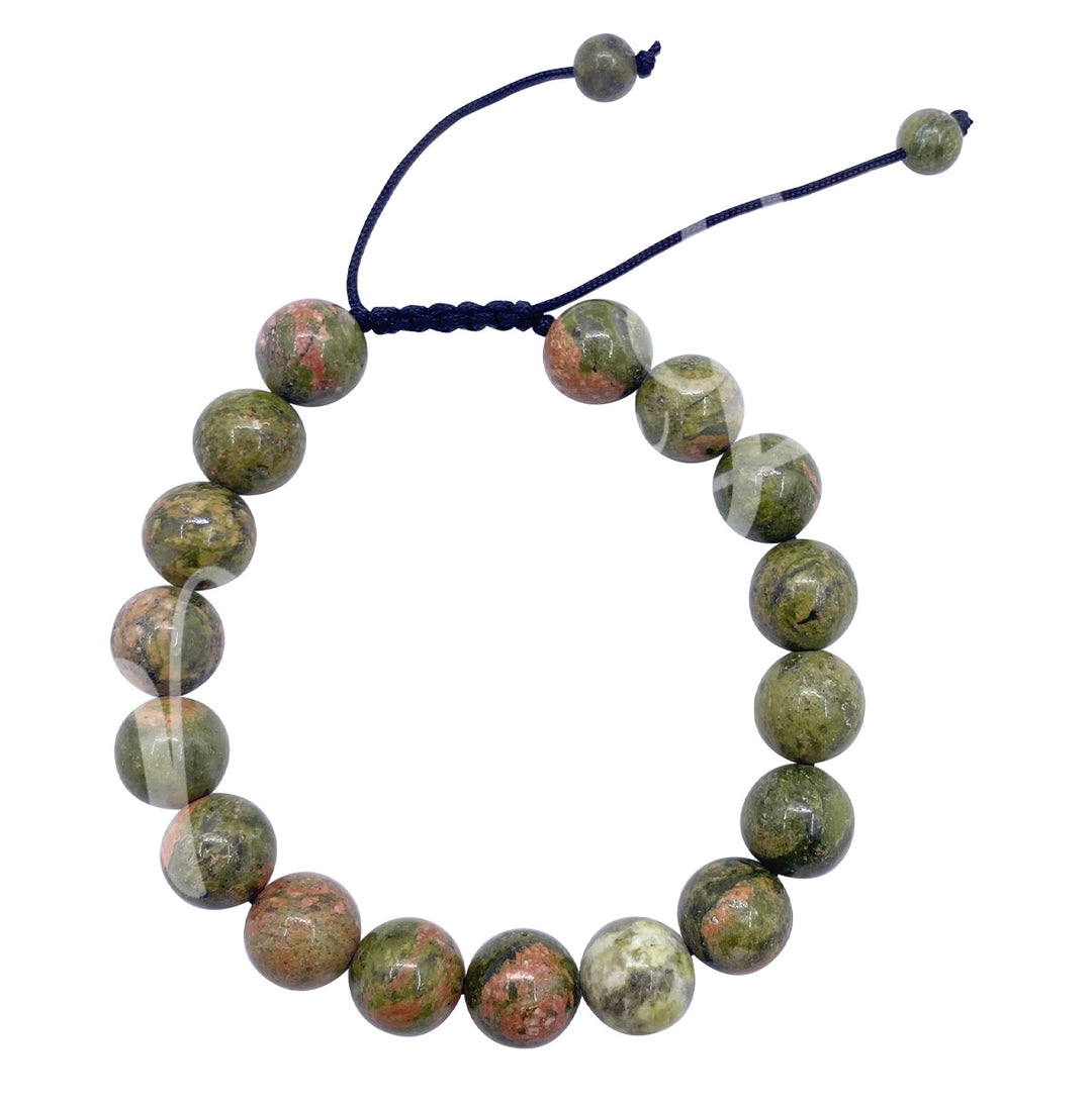 Bracelet Adjustable Unakite (10mm) 7-11"