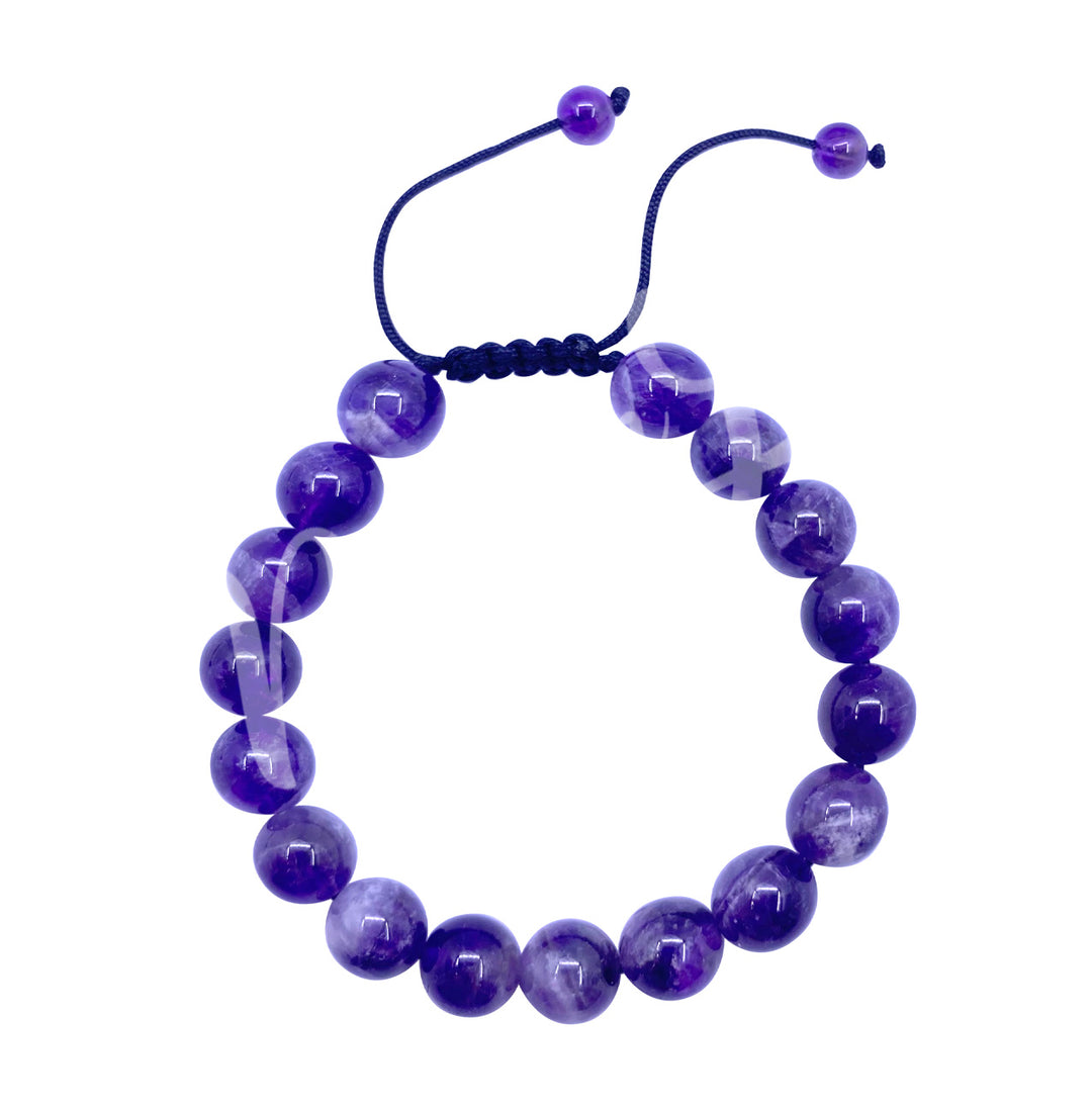 Bracelet Adjustable Amethyst (10mm) 7-11"