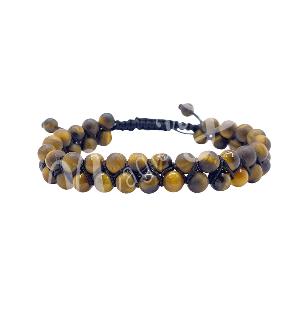 Bracelet Double Row Adjustable Tiger Eye (6mm) 6.75-10.25"
