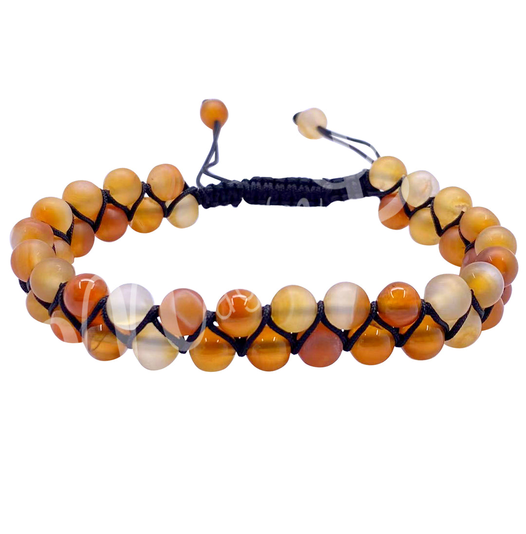 Bracelet Double Row Adjustable Red Agate (6mm) 6.75-10.25"