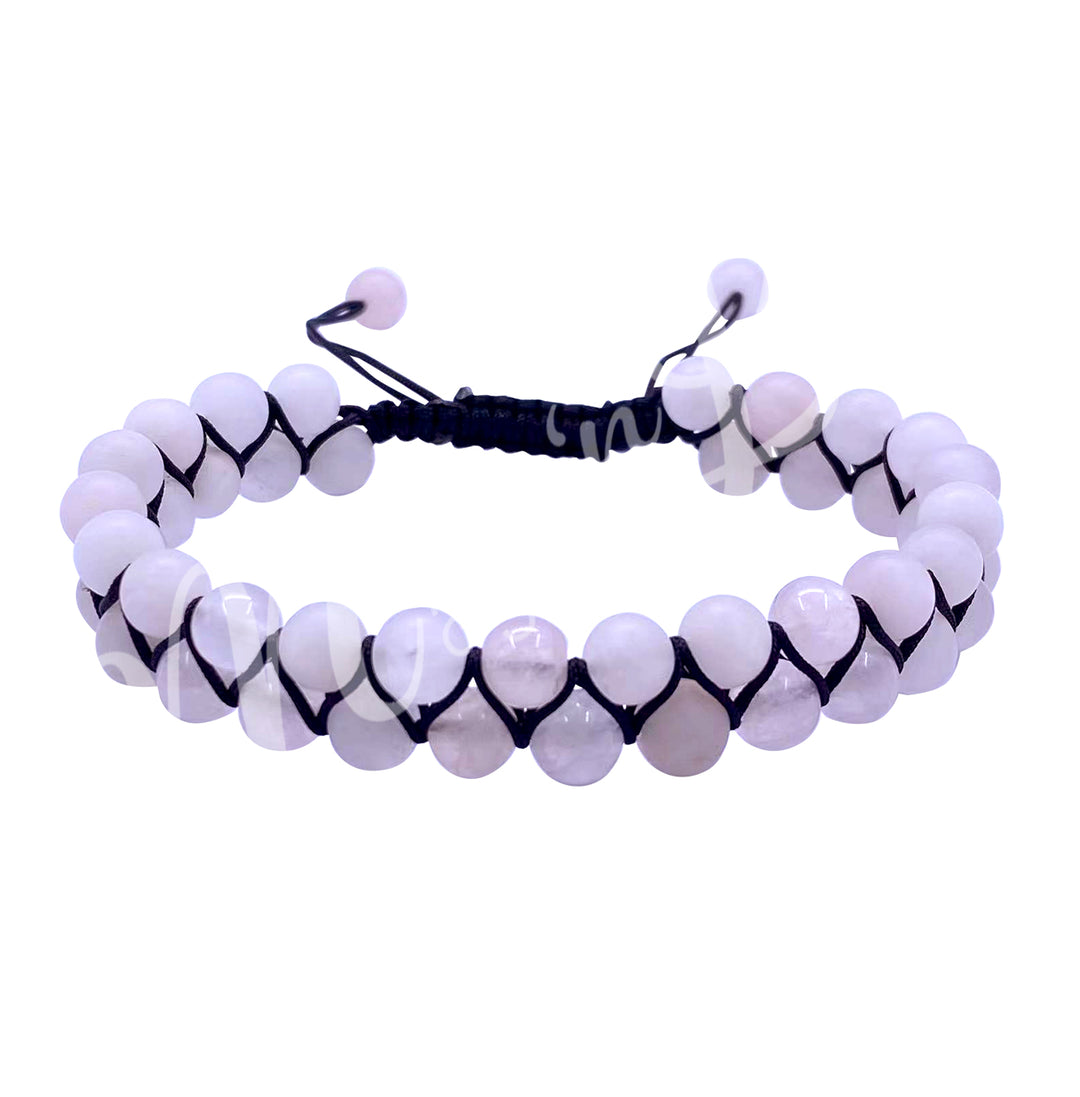 Bracelet Double Row Adjustable Rose Quartz (6mm) 6.75-10.25"